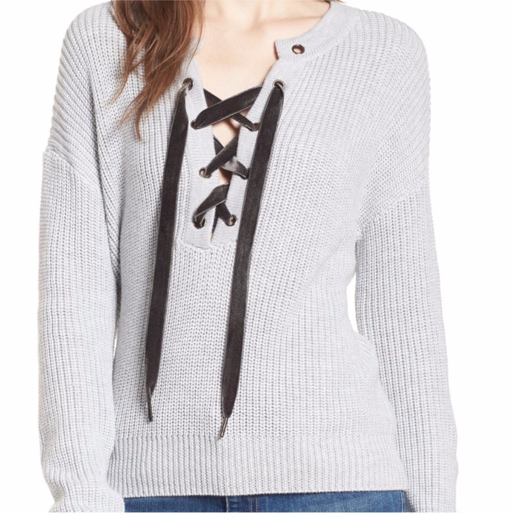 Rails Olivia Cotton Lace Up Sweater Small